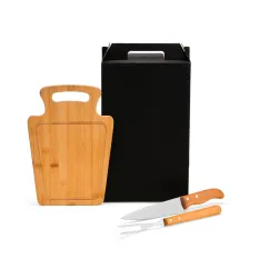 Kit Churrasco com Tábua Bambu Personalizado